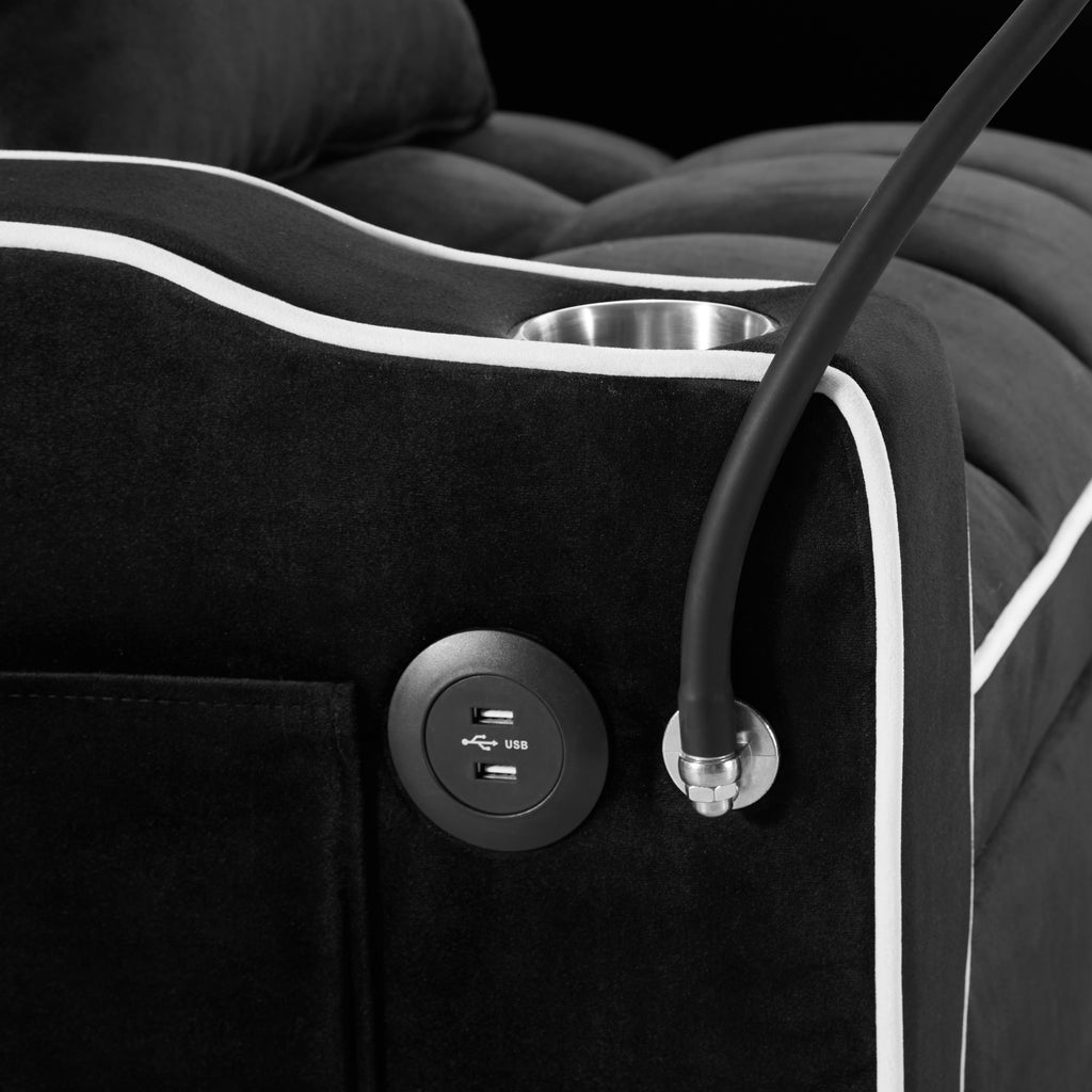 Convertible Sleeper Chair Sofa Bed with Multi-Pockets, Adjustable Pull Out Sofa for Small Spaces, Black Velvet - Grand Goldman Shop
