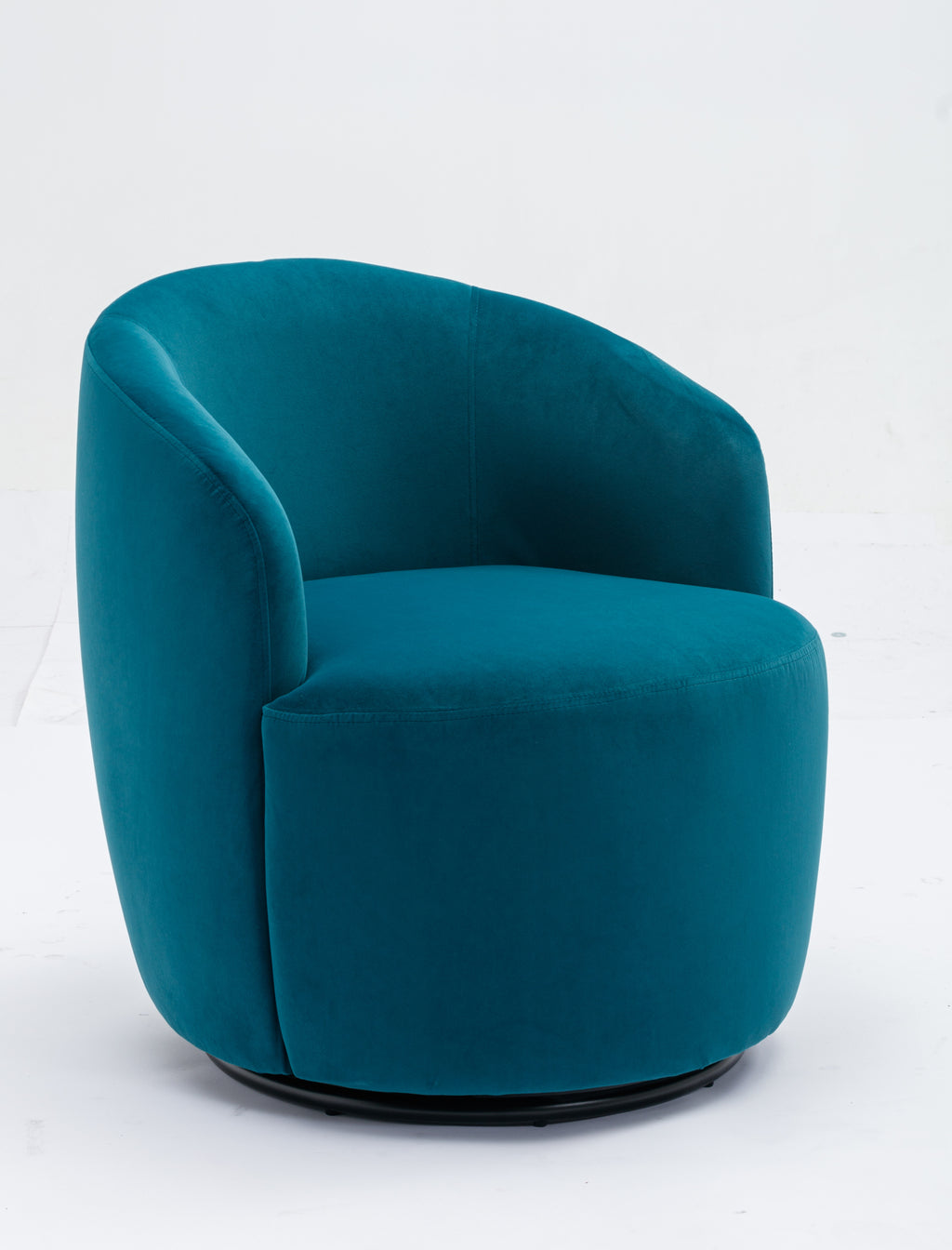 Velvet Fabric Swivel Accent Armchair Barrel Chair With Black Powder Coating Metal Ring,Teal - Grand Goldman Shop
