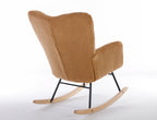 050-Teddy Fabric Rocking Gilder Nursery Chair For Living Room Indoor,Khaki - Grand Goldman Shop