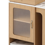 K&K 59.5'Kitchen Island with Extendable Dining Table, Kitchen Storage Table with Double-sided Storage, Kitchen Island with 2 Drawers, Power Outlet, Side Open Shelves, for Kitchen, Dining Room, Natural - Grand Goldman Shop