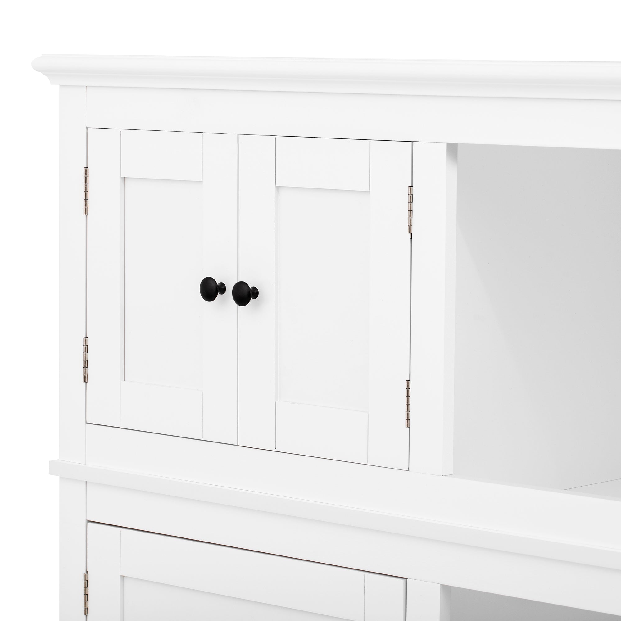 3-in-1 Hall Tree with Overhead Storage Cabinet, 3 Adjustable Side Shelves, 4 Heavy-Duty Hooks, 2 Spacious Drawers, Grooved Back Panel Design, Contrasting Seat Bench, Multifunctional Entryway Organizer - Grand Goldman Shop
