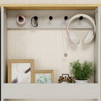 Behind The Door 69' Tall Bookcase with 4 Shelves and 5 hooks,  Space-Saving Narrow storage cabinet for Living Room, Children's Room, Study Room, Kitchen, Corridor-Antique White - Grand Goldman Shop
