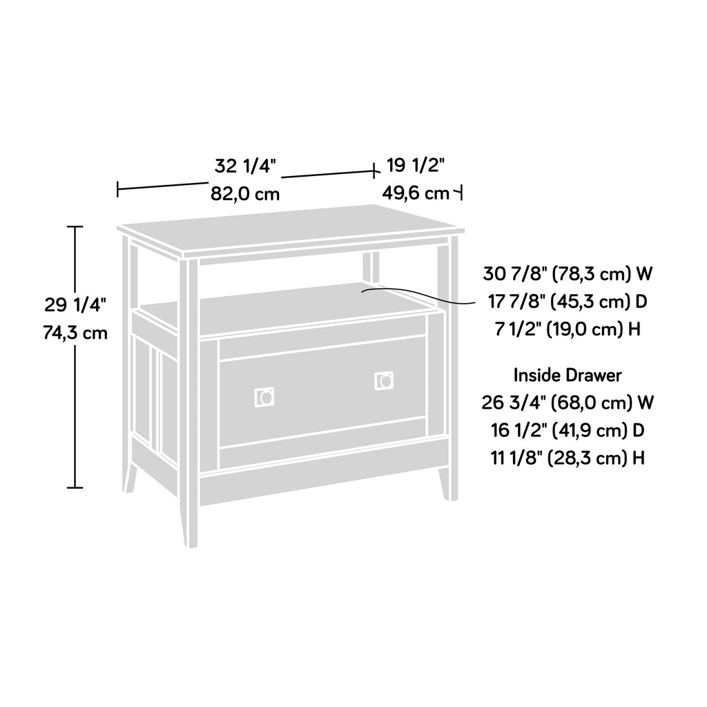 Lateral File with Large Drawer, White finish - Grand Goldman