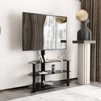 35.4 inch Black Multi-function TV Stand Height Adjustable Bracket Swivel 3-Tier - Grand Goldman Shop