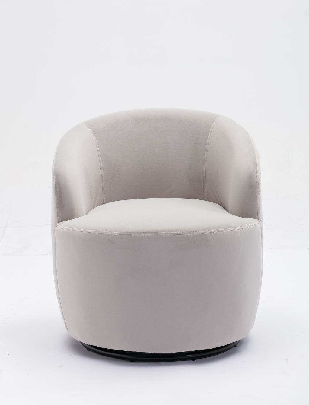 Velvet Fabric Swivel Accent Armchair Barrel Chair With Black Powder Coating Metal Ring,Gray - Grand Goldman Shop