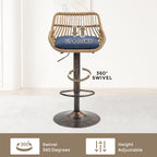 COOLMORE Modern Swivel Bar Stools Set of 2 Adjustable Counter Height Chairs with Footrest Blue Linen - Grand Goldman Shop