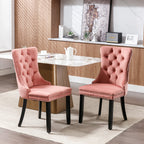 Nikki Collection Modern, High-end Tufted Solid Wood Contemporary Velvet Upholstered Dining Chair with Wood Legs Nailhead Trim 2-Pcs Set,Pink, SW2001PK - Grand Goldman Shop