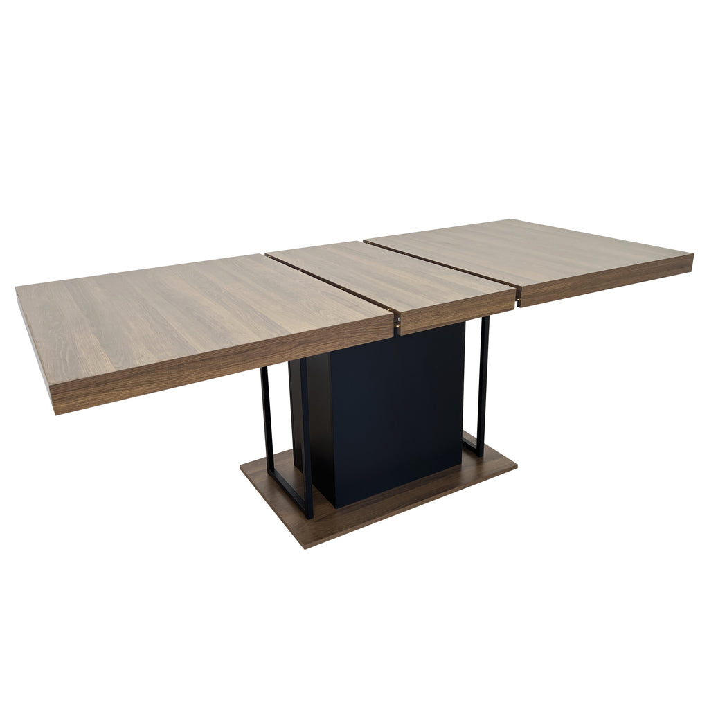 Rectangle extendable dining table for 6-10 people aged effect wood and black 160-200 cm - Grand Goldman Shop