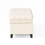 Juliana Contemporary Storage Ottoman with Button-Tufted Diamond Stitching in Beige Fabric - Grand Goldman Shop