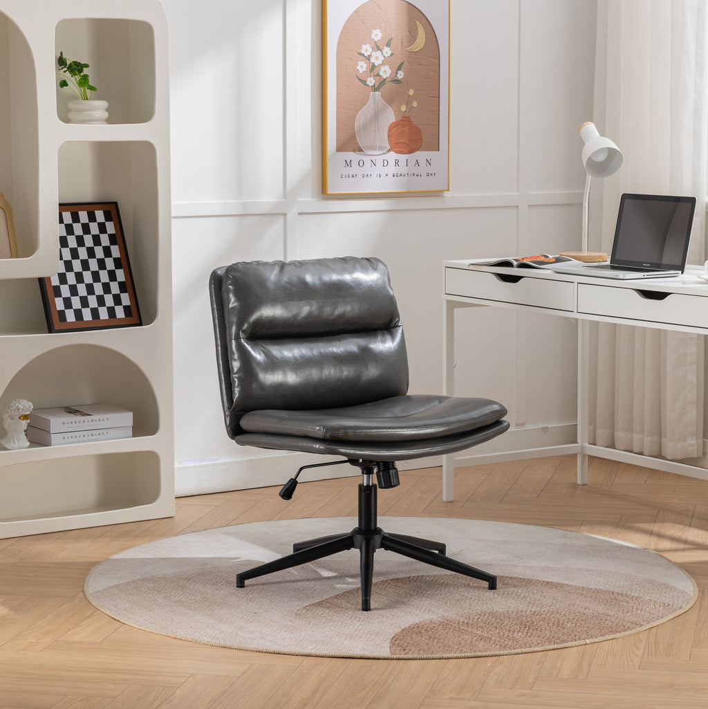 Bizerte Adjustable Swivel Criss-Cross Chair, Wide Seat/ Office Chair /Vanity Chair, Gray - Grand Goldman