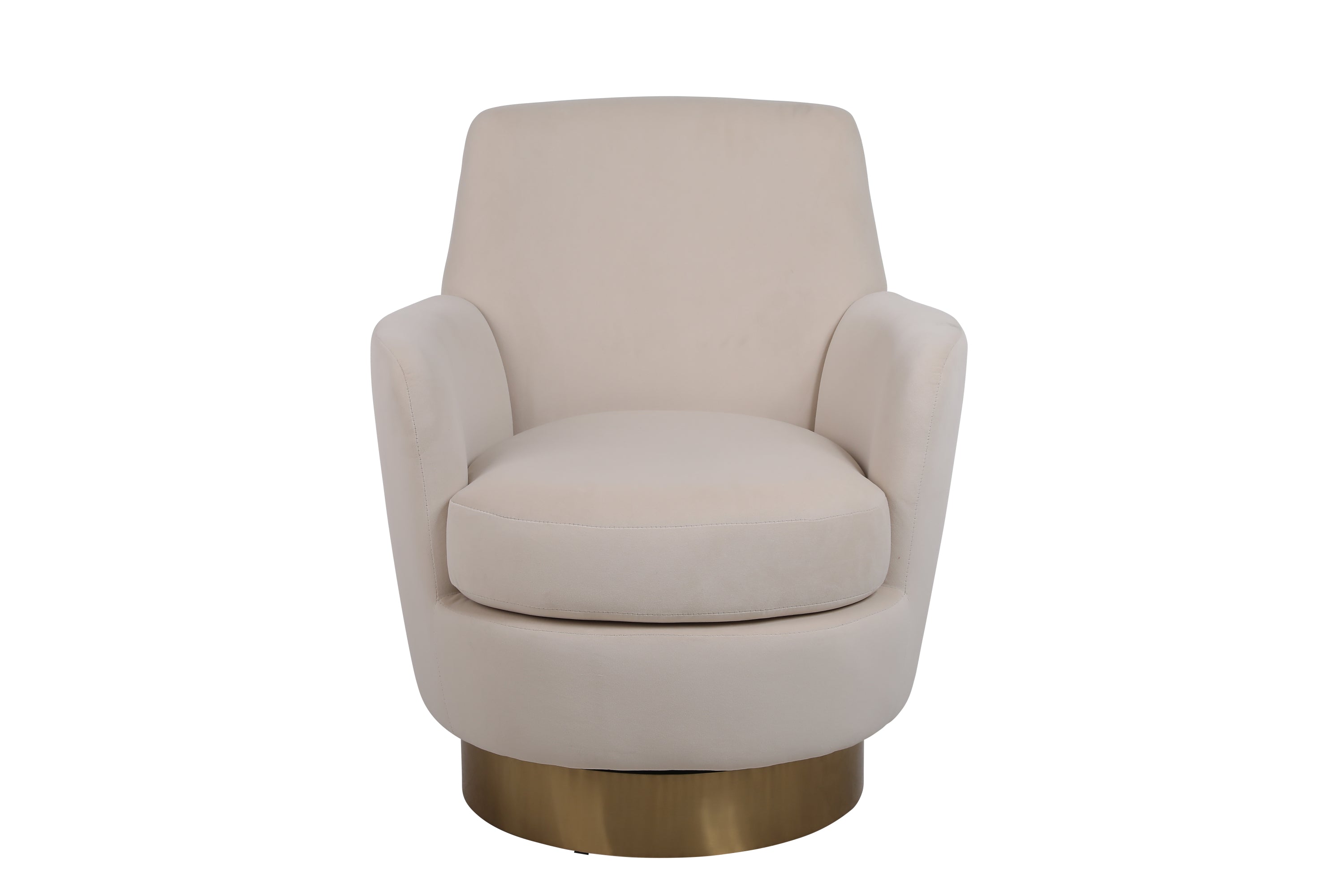 Velvet Swivel Barrel Chair, Swivel Accent Chairs Armchair for Living Room, Reading Chairs for Bedroom Comfy, Round Barrel Chairs with Gold Stainless Steel Base (Beige) - Grand Goldman Shop