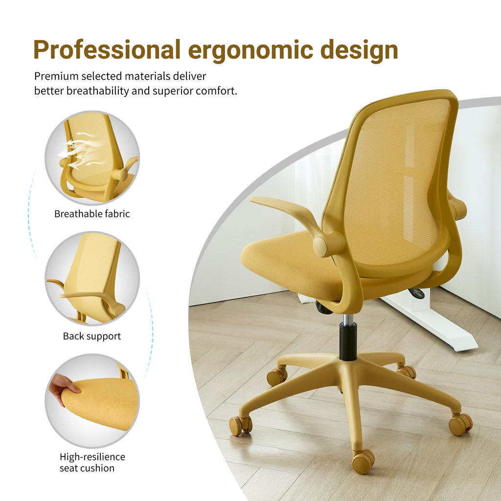 Ergonomic Color Office Chair 350LBS, Home Office, Mesh Back, Integrated Molded Foam, Comfortable Sitting, Flipping Armrest, F
