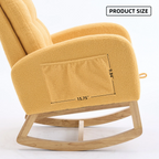 LY-5104 Yellow  Accent Rocking  Chair with  Footrest High Back Rubber Wood Rocking Legs Bedroom Living Space   26.77D X 38.36W X 39.76H Inch - Grand Goldman Shop