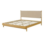 Modern King Bed Frame Set with 2 Nightstands, Beige Wood Platform Bed with Headboard and Matching Bedside Tables for Bedroom - Grand Goldman Shop