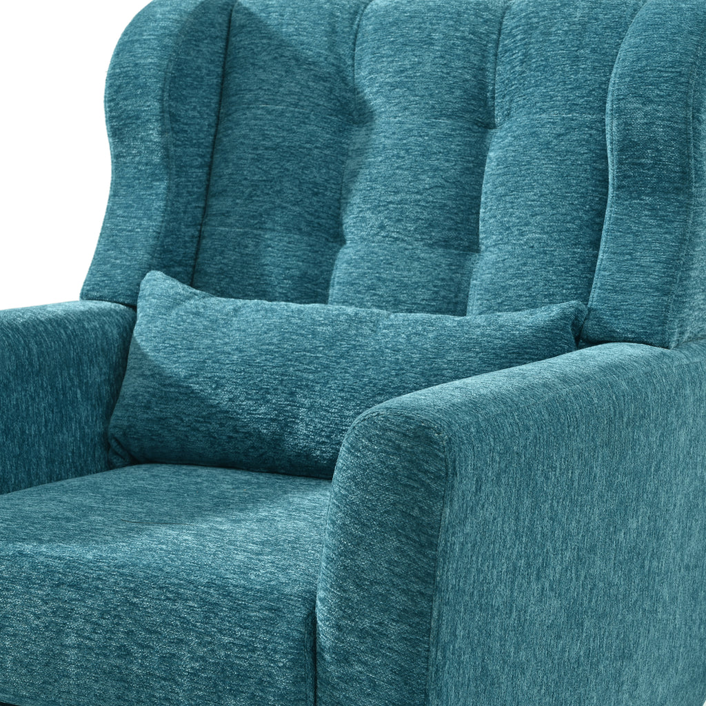 Modern Accent Chair Upholstered Foam Filled Living Room Chairs Comfy Reading Chair Mid Century Modern Chair with Chenille Fabric Lounge Arm Chairs Armchair for Living Room Bedroom (Teal) - Grand Goldman Shop