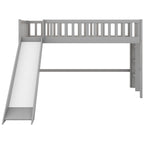 Twin Size Low Loft Bed with Ladder and Slide, Gray(OLD SKU:WF196418AAE) - Grand Goldman Shop