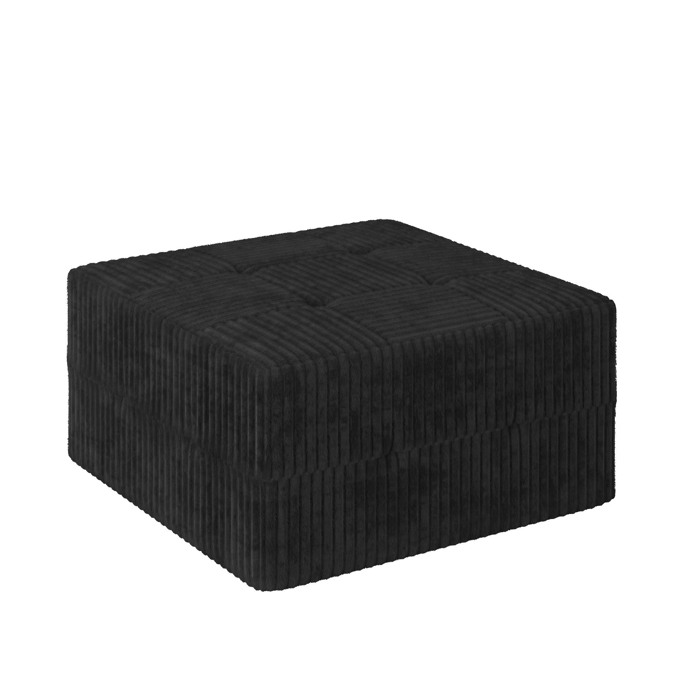 Modern Minimalist Ottoman Sofa Compressed Sectional Corduroy Couch Sleeper for Living Room Bedroom - Black - Grand Goldman Shop