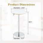 Rock slab circular tabletop non adjustable (39 inches high) bar table, bar table with silver legs and base (white) - Grand Goldman Shop