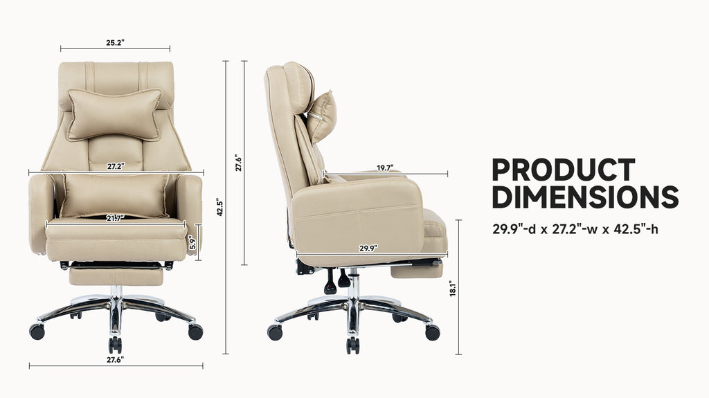 Swivel Ergonomic Office Chair, Technology Leather  High Back Office Chair with Lumbar Support Headrest, Sedentary Comfortable