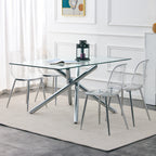 Modern simple transparent dining chair plastic chair armless crystal chair Nordic creative makeup stool negotiation chair Set of 4 and plating metal legW115164140,TW-1200 - Grand Goldman Shop