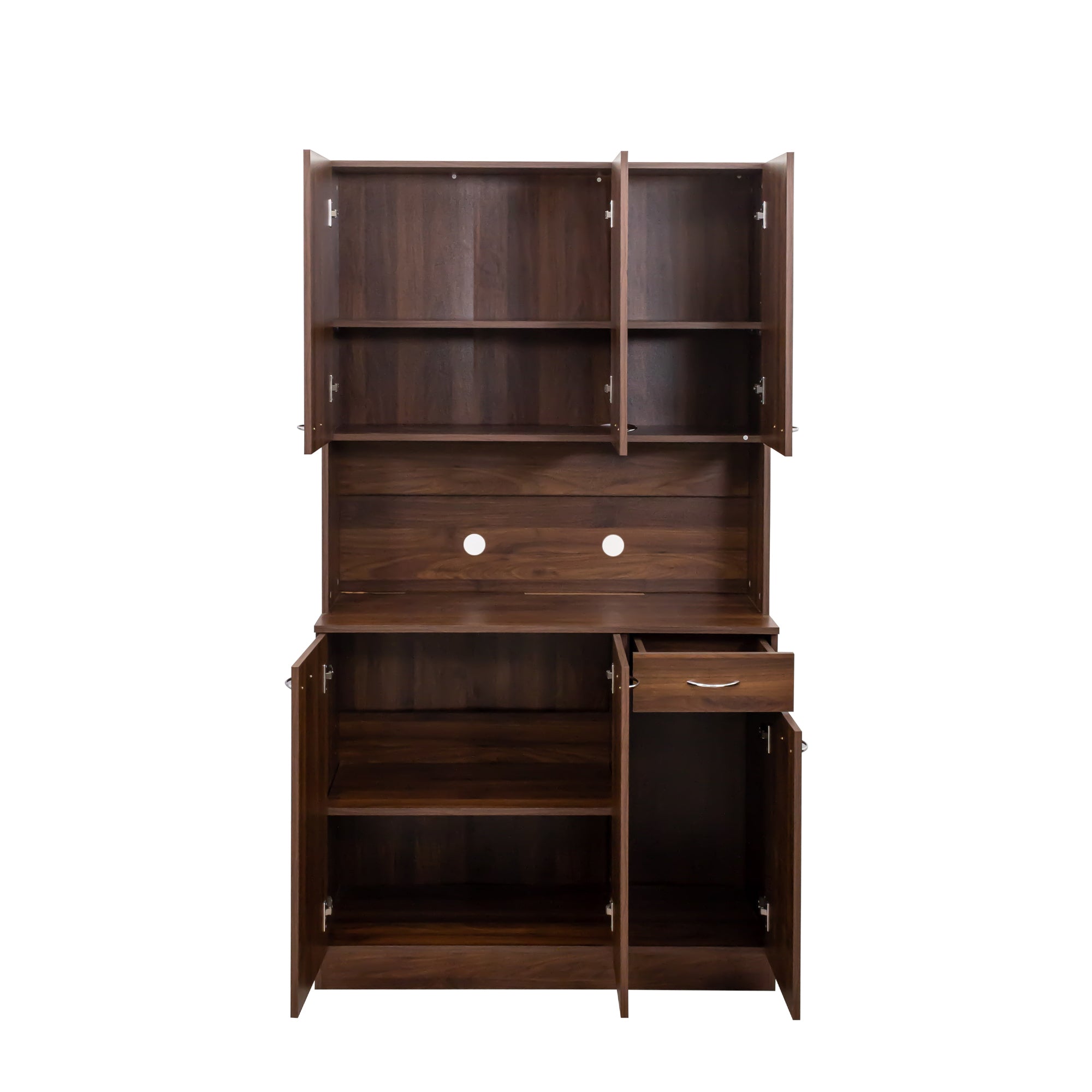 70.87' Tall Wardrobe& Kitchen Cabinet, with 6-Doors, 1-Open Shelves and 1-Drawer for bedroom,Walnut - Grand Goldman Shop