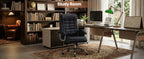 Executive Office Chair High Back PU Leather Desk Chair with Spring Seat Cushion, Ergonomic Swivel Computer Chair with Chrome 
