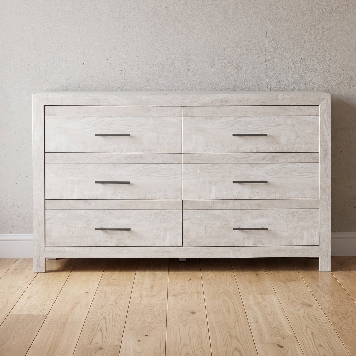 DENVER Modern Queen 4-Piece Bedroom Set with Bed, Dresser, Mirror and Nightstand, Natural Finish, Contemporary Storage Furniture Set - Grand Goldman Shop