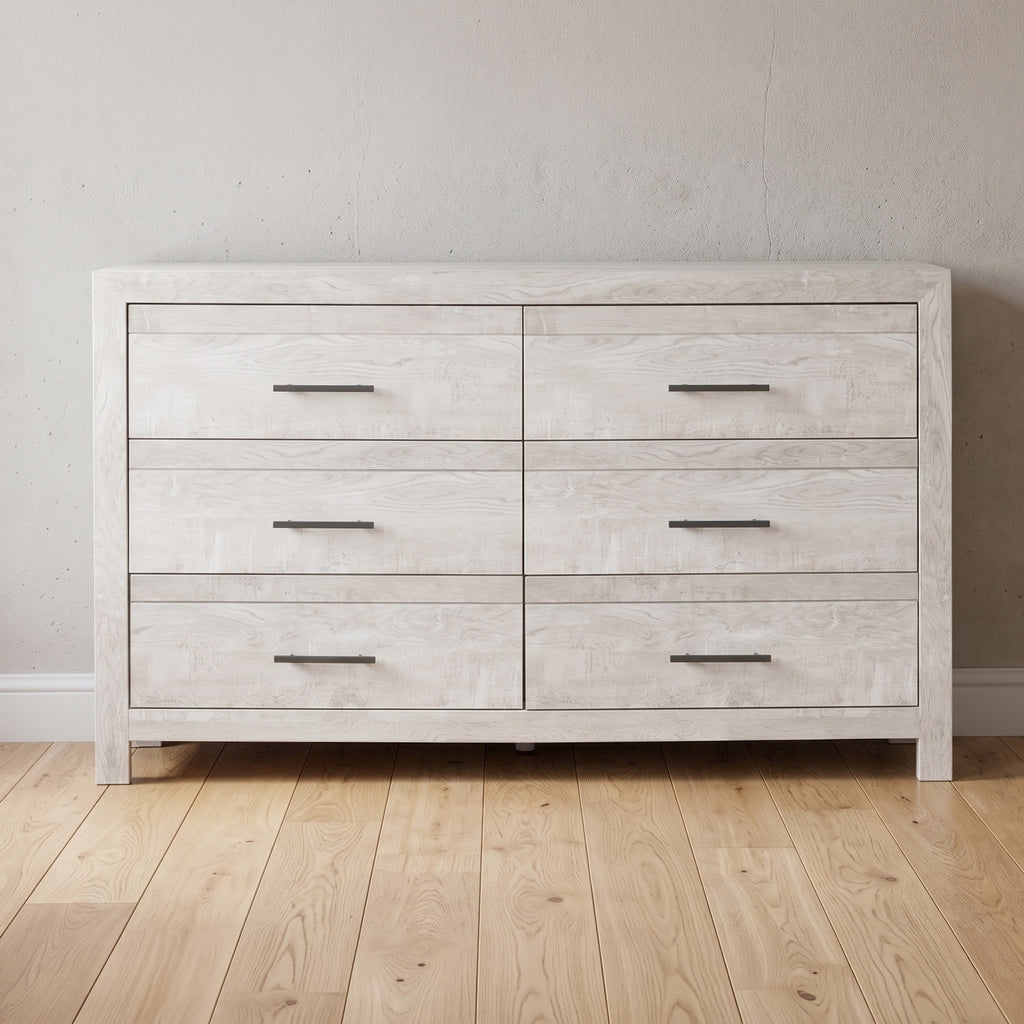 DENVER Modern Full 5PC Bedroom Set Made with Wood in Natural Finish, Full Size Bed & Storage Furniture - Grand Goldman Shop