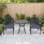 3-Piece Set Of Cast Aluminum Patio Furniture With Blue Cushions