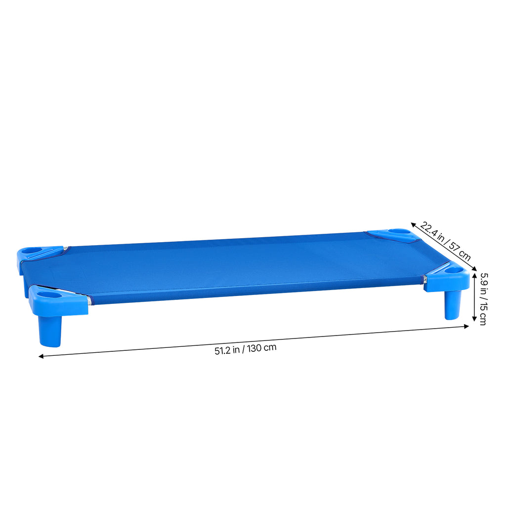 Stackable Kiddie Cot, Pack of 6, Portable Toddler Nap Cots, Standard Size 52' L x 23' W Daycare Cots for Kids, Preschool Clas
