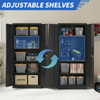71'H Metal Garage Storage Cabinet, Black Tool Steel Locking Cabinet with Doors and 4 Shelves, Tall Cabinets for Garage Storag