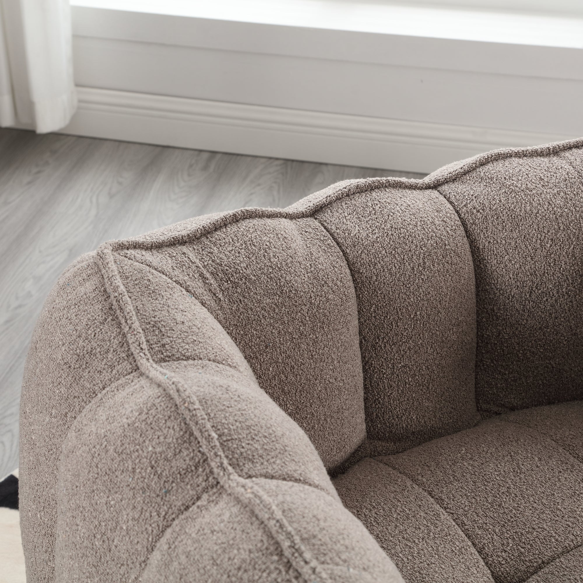 Soft Chenille Bean Bag Chair with High Resilient Foam for Living Room and Bedroom, Comfortable Square Lazy Sofa with Footstool for Adults - Grand Goldman Shop