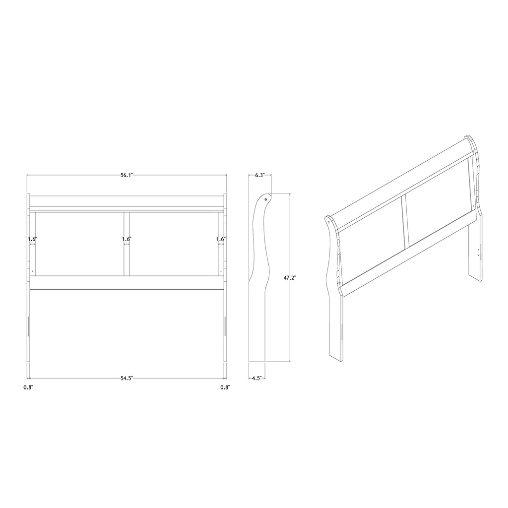 Charlston Sleigh Style 5-Piece Bedroom Set with LED Headboard in Blue Solid Wood and MDF - Grand Goldman Shop