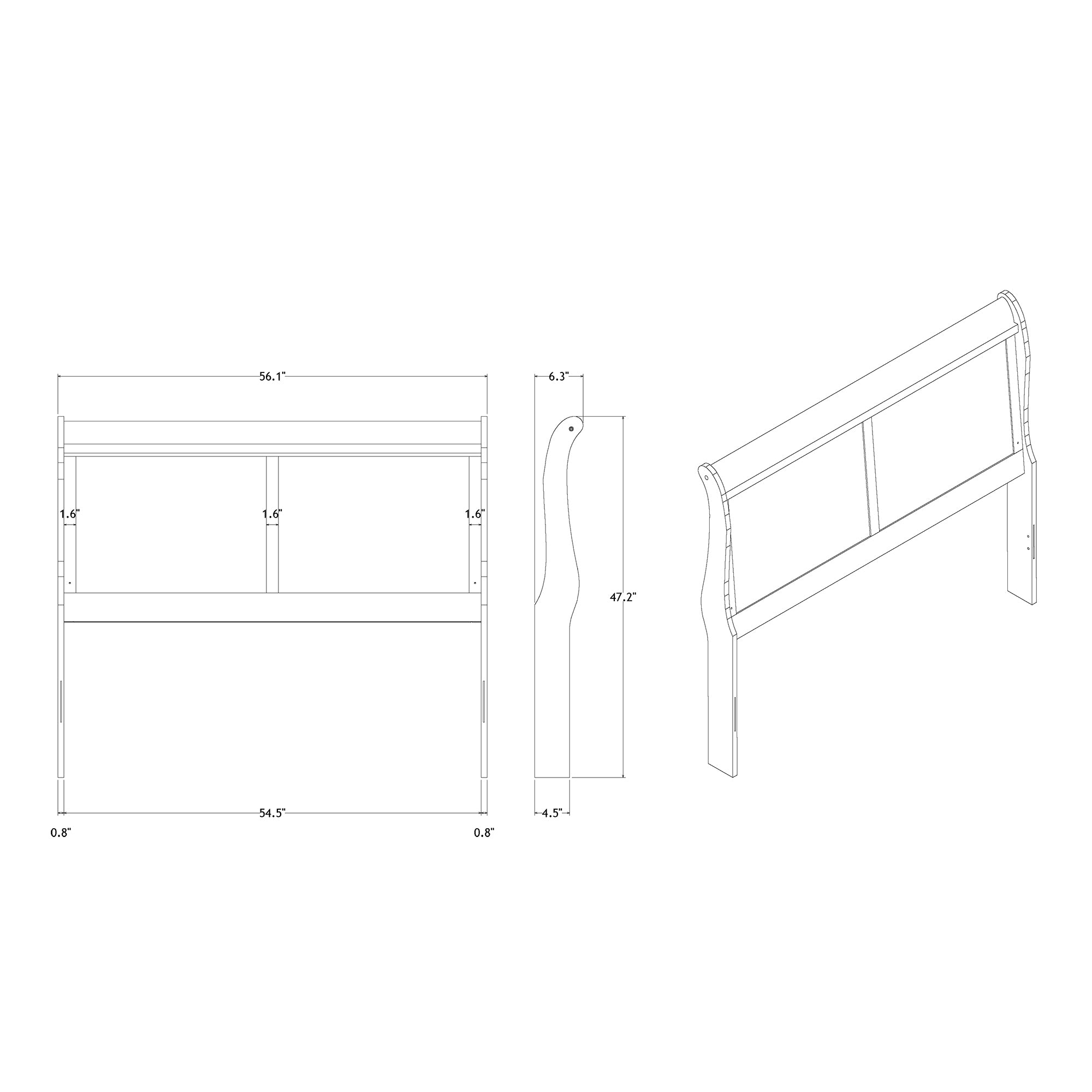 Charlston Sleigh Style 5-Piece Bedroom Set with LED Headboard in Blue Solid Wood and MDF - Grand Goldman Shop