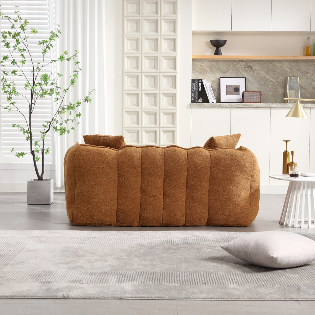 Cozy Beanbag Chair with High Resilience Foam Core for Two - Yellow Chenille, 66x35x25 inches - Grand Goldman Shop