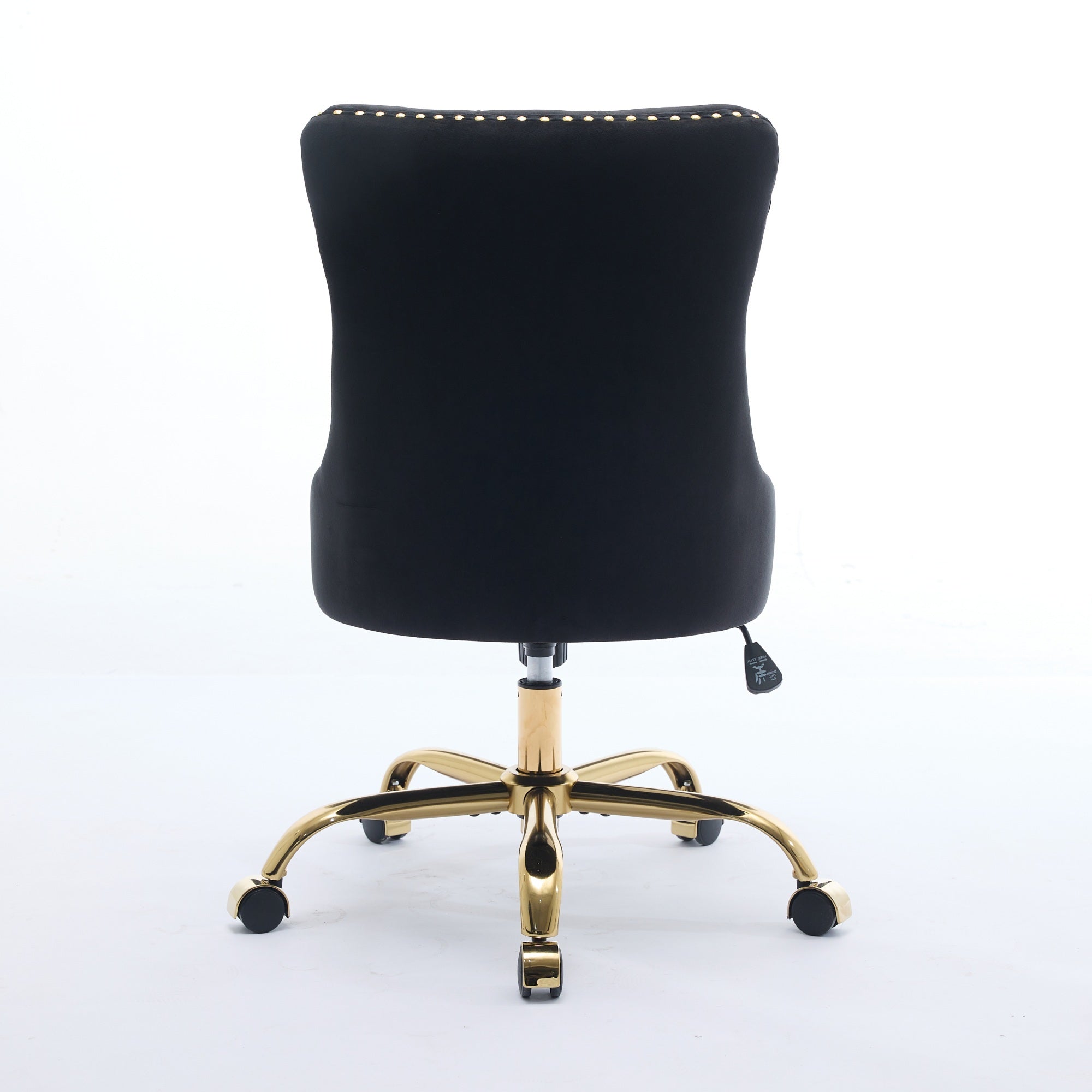 A&A Furniture Office Chair,Modern Velvet Upholstered Tufted Button Home Office Chair with Golden Metal Base,Adjustable Desk C