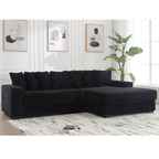 [NEW ARRIVED] [VIDEO PROVIDED] Oversized Two-Piece  Couches,  L Shaped Sofa, Corduroy, Right Chaise Daybed,with Armrests,Eight Throw Pillows,Corner Sofa,Easy To Assemble,  Black - Grand Goldman Shop