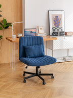 Modern Linen Blue Criss Cross Office Chair with Adjustable Height, Ergonomic Design, and Breathable Fabric in Blue Linen Mate
