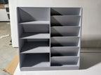 Kids Bookshelf and Toy Storage Organizer, 4-Tier Wooden Bookcase with Display Stand in Gray MDF for Nursery, Playroom, or Chi