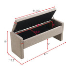 Modern Upholstered Bed End Bench with Storage, Comfy Linen Grey Brown Foot Rest - Grand Goldman Shop