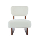 [Set of 2] Modern Beige Lounge Chair with Polyester Upholstery, Sturdy Wood Base With Walnut Finish, Minimalist and Stylish Accent Seating for Living Room, Bedroom, or Office - Grand Goldman Shop