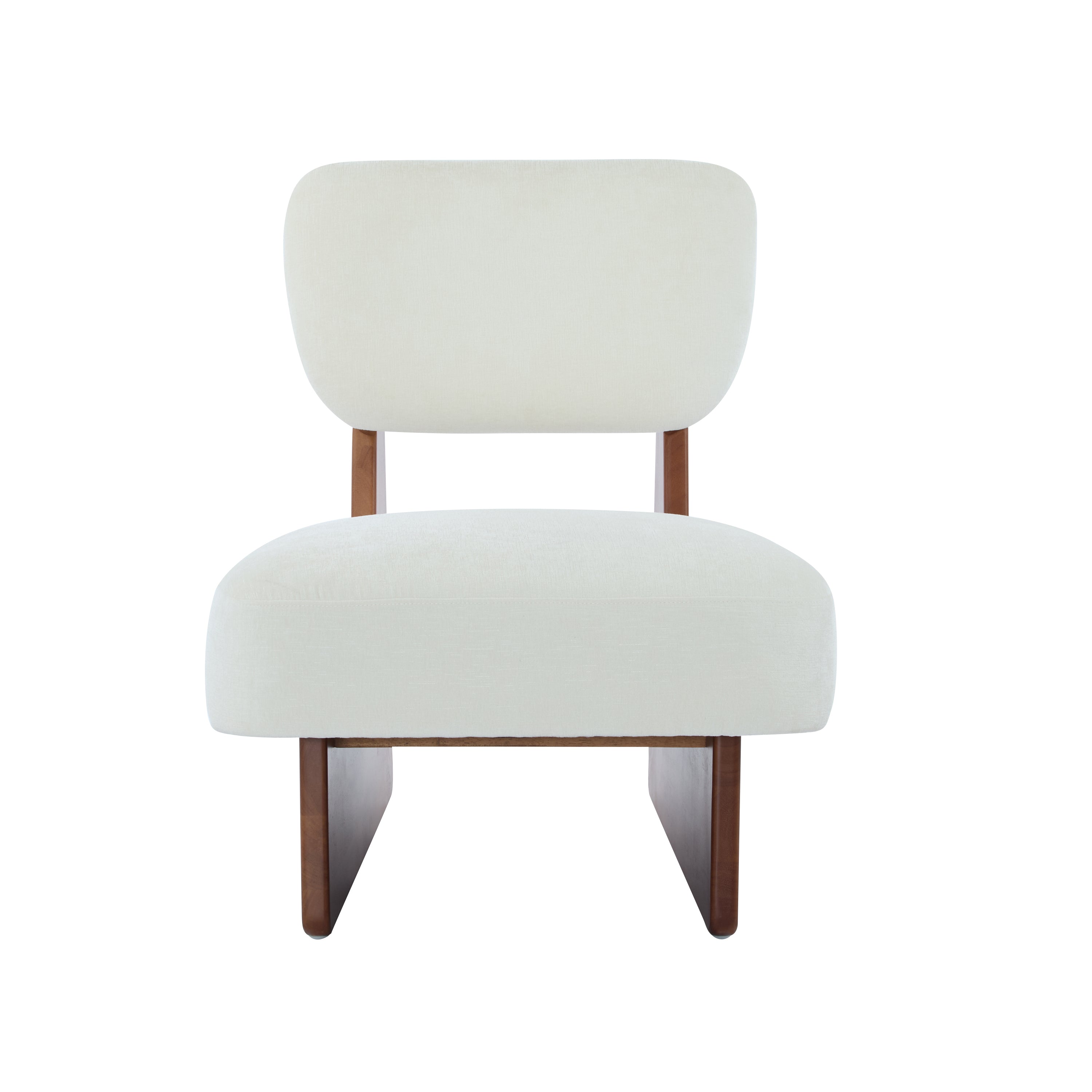 [Set of 2] Modern Beige Lounge Chair with Polyester Upholstery, Sturdy Wood Base With Walnut Finish, Minimalist and Stylish Accent Seating for Living Room, Bedroom, or Office - Grand Goldman Shop