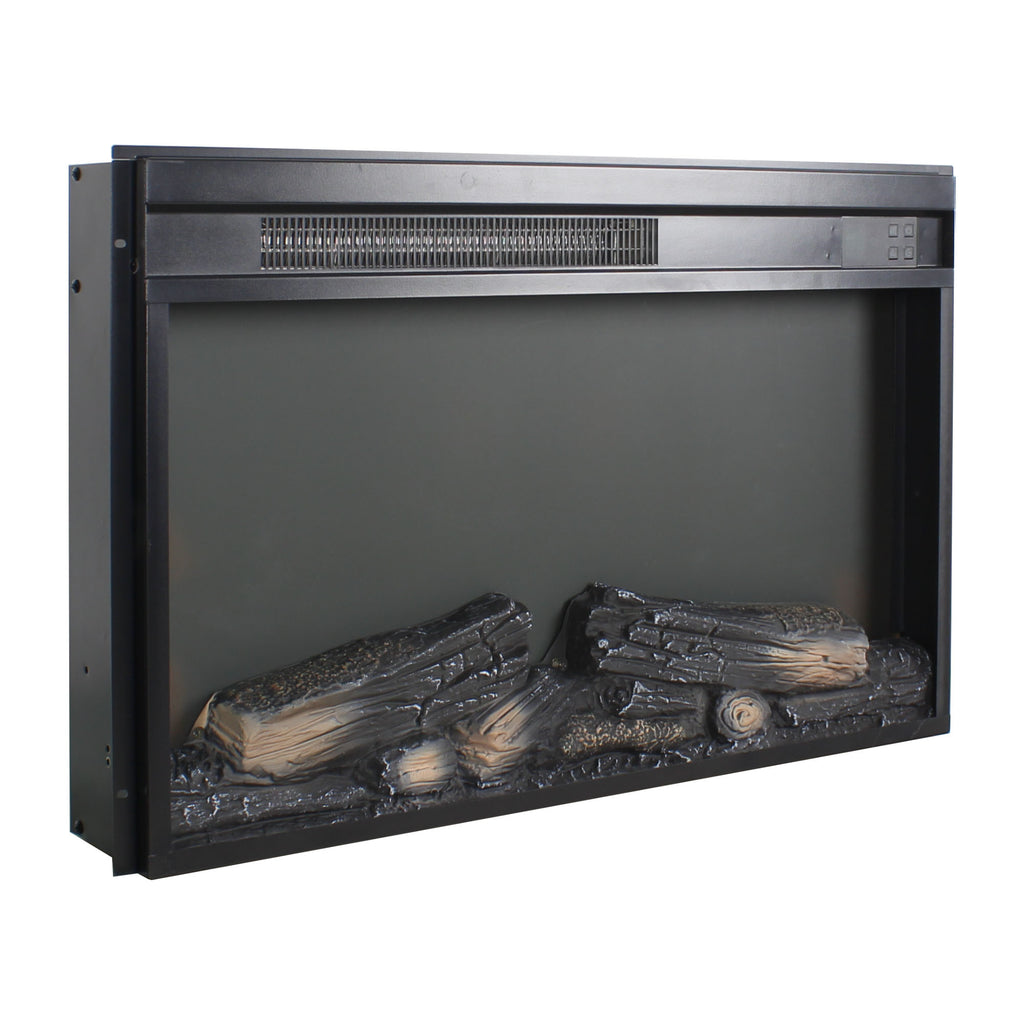 26 inch electric fireplace insert, ultra thin heater with log set & realistic flame, remote control with timer, overheating protection - Grand Goldman Shop
