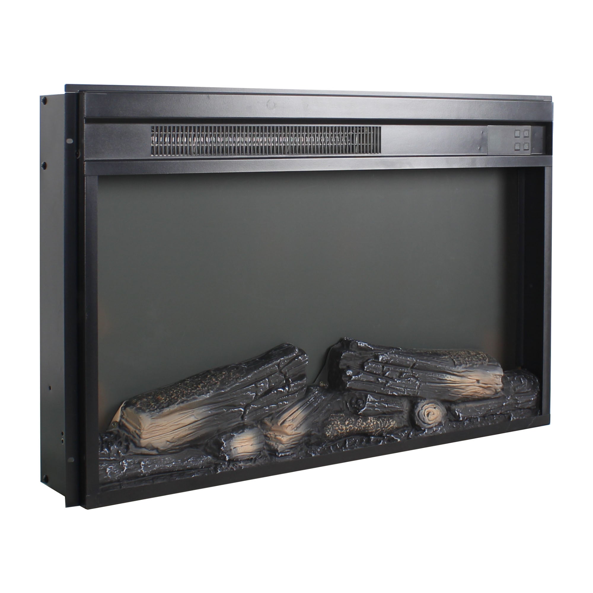 26 inch electric fireplace insert, ultra thin heater with log set & realistic flame, remote control with timer, overheating protection - Grand Goldman Shop