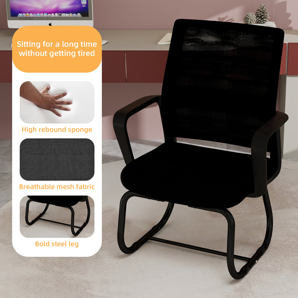 Minimalist Modern Office Chair with Metal Frame, Soft Cushion, Mesh Backrest, Black, for Home & Office Use | Premium Home Dec