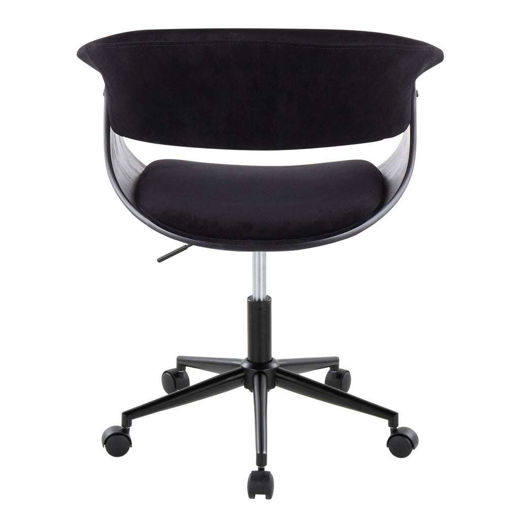 Mid-Century Modern Office Chair in Black Metal, Black Wood and Black Velvet - Grand Goldman
