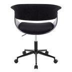 Mid-Century Modern Office Chair in Black Metal, Black Wood and Black Velvet - Grand Goldman
