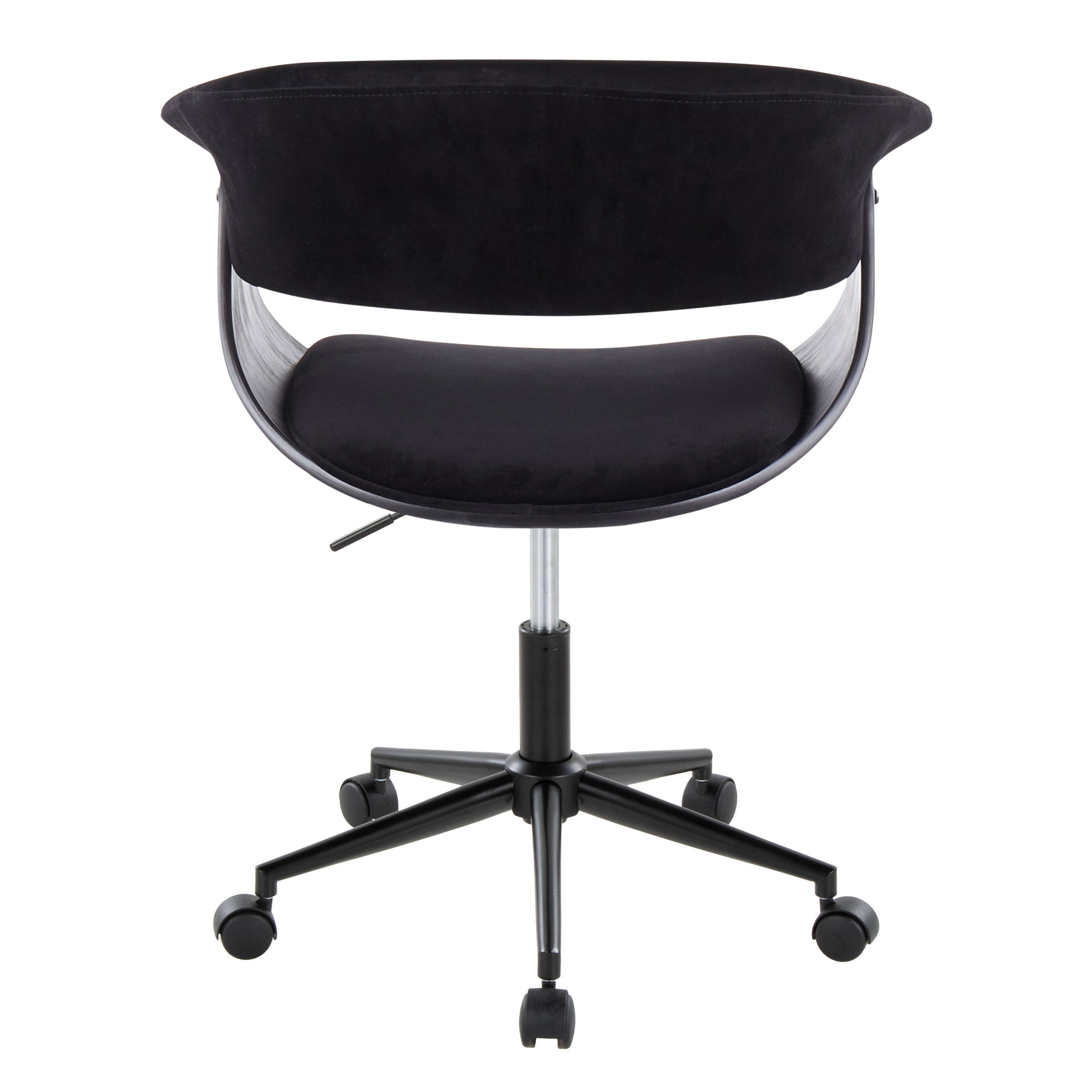 Mid-Century Modern Office Chair in Black Metal, Black Wood and Black Velvet - Grand Goldman