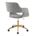 Contemporary Task Chair in Gold Metal and Grey Fabric | Premium Home Decor - Grand Goldman