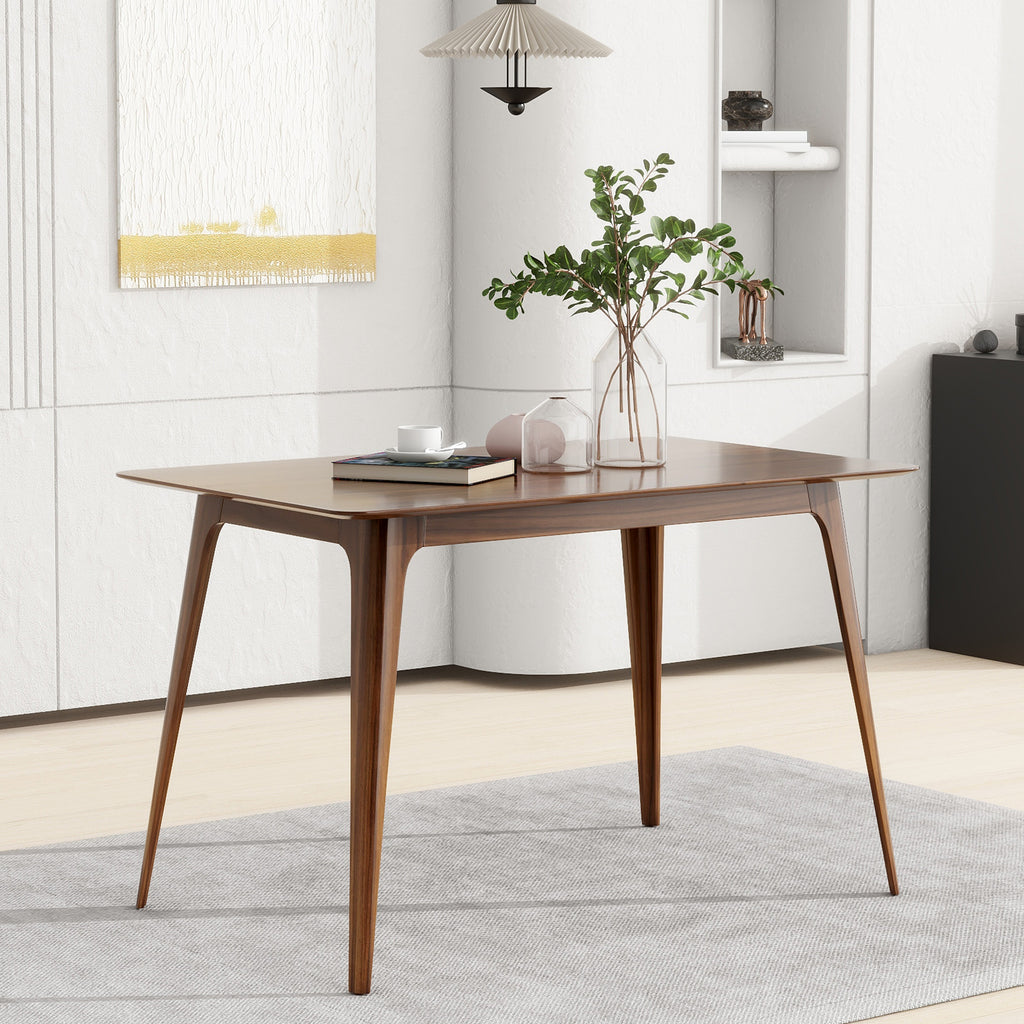 Mid-Century Modern Dining Table with Walnut Rubberwood Legs and Faux Wood Top, 47.20' W x 29.50' D x 29.50' H - Grand Goldman Shop